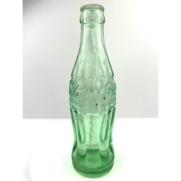 Vintage Coca Cola Bottle, 1957 Hobble Skirt Coke Bottle, Green Glass Collectible - Picture 3 of 11